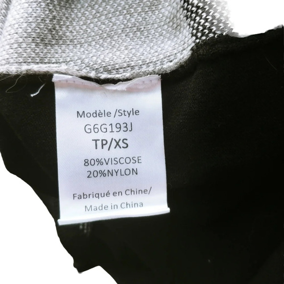 Le Grenier Plaid Striped Knit Sweater with Faux Leather White Black Aqua XS NWOT - Picture 8 of 8